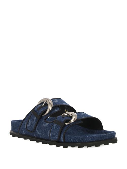 Deadstock denim ms ground sandal Marine Serre | MFW017DDEN0001BLT5